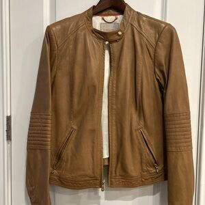 Banana Republic Tan Leather Moto Jacket